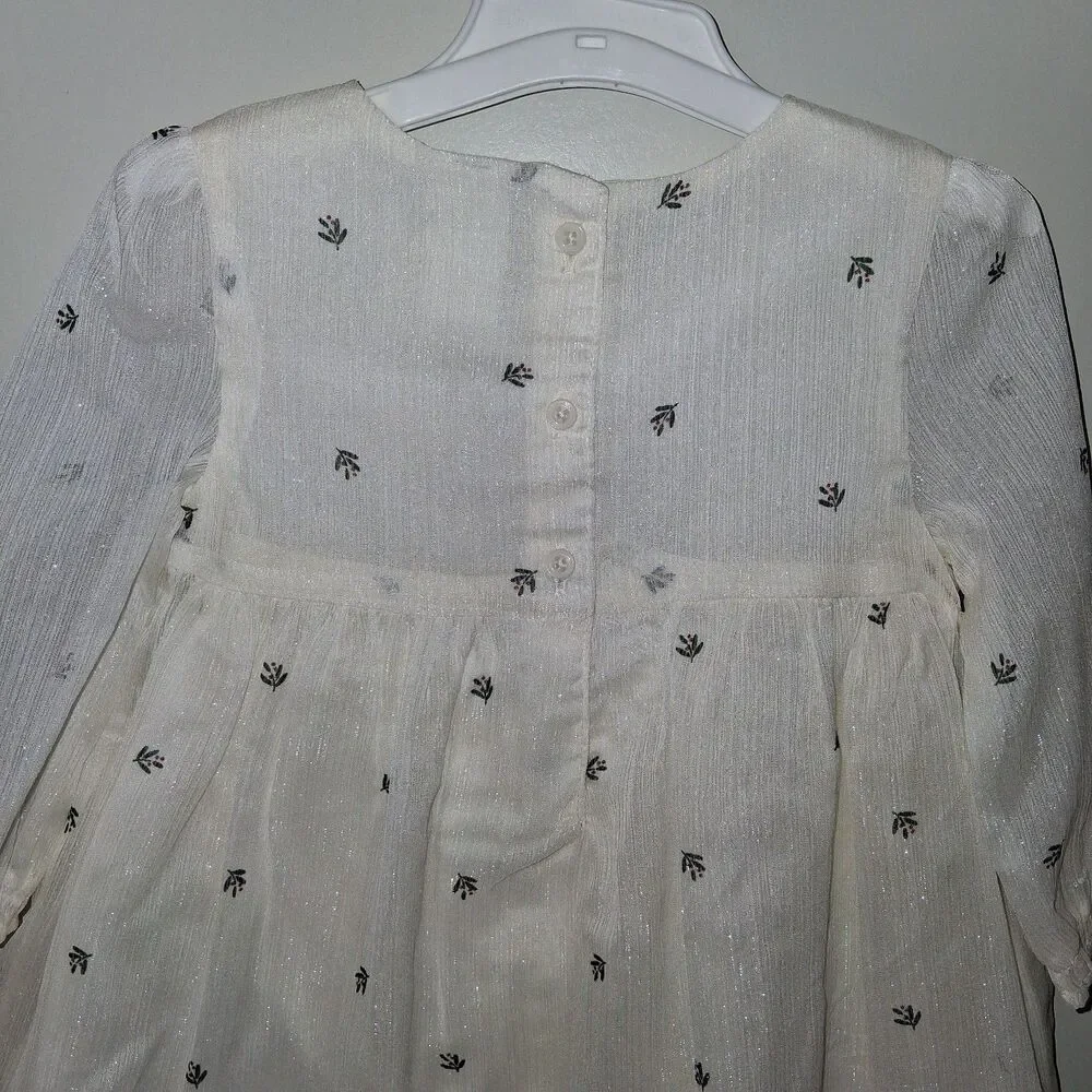Carter's Just One You Baby Girls' 2 Pc Holiday Floral Chiffon Dress - Ivory 18M